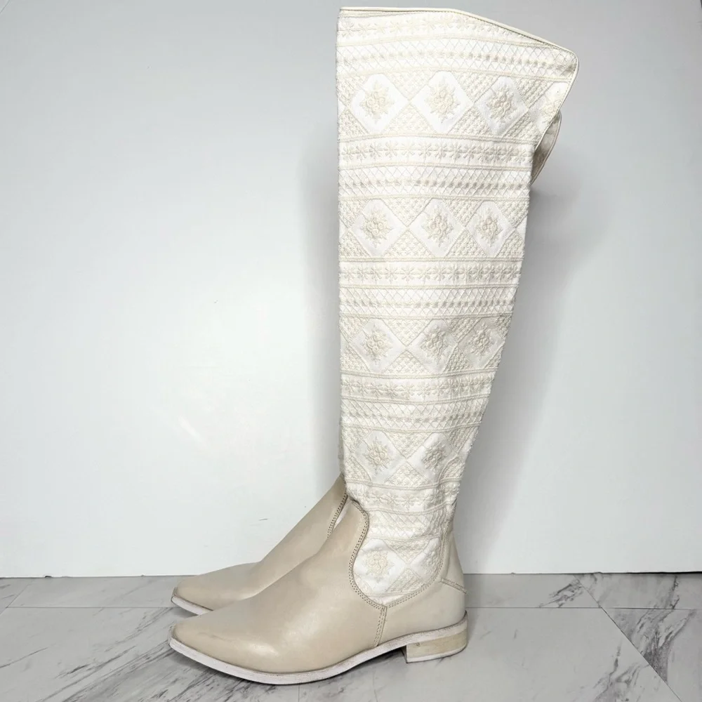 Free People Bren Crochet Slouch Tall Boot 37 1/2